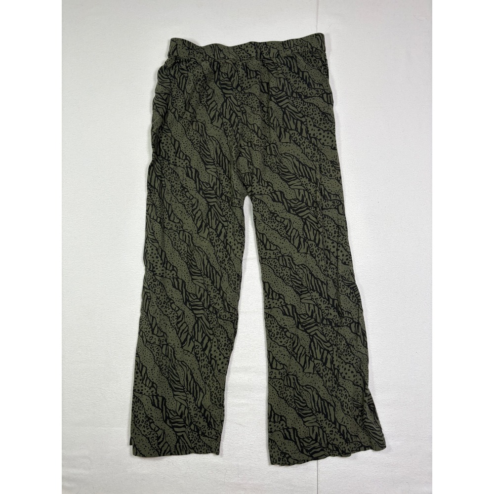 Alfani Intimates Womens Medium Olive Green Abstract Animal Print Pajama Pants